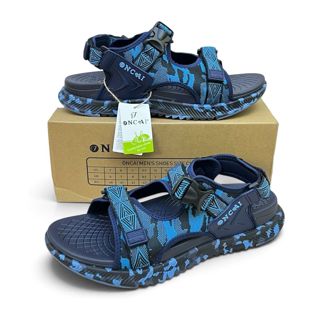 ONCAI Hiking Orthotic Sport Sandals Mens 15 Blue Recovery Walking Arch Support